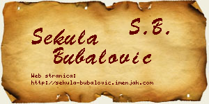 Sekula Bubalović vizit kartica